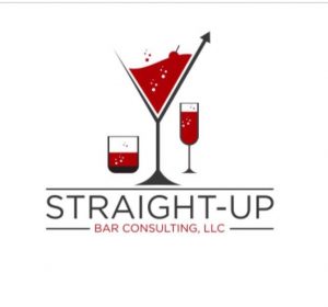 Interview-Straight-Up Bar Consulting. Image of logo with red martini, wine, and whiskey glasses.