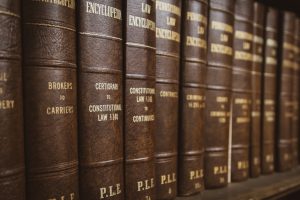 Interview-Attorney William J. McCabe. Criminal defense law. Image of Constitutional law and criminal law books.
