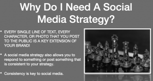 Making social media work for business. A screenshot of a slide from the 77 Design Co Social Media Training program with a gray background. 