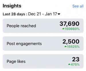 Monitoring & Measuring Your Marketing. An image of insights from Facebook.