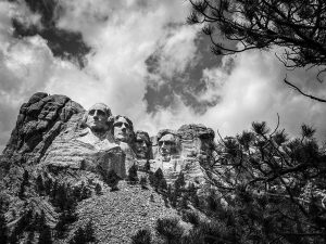 Don't Market Like It's the Wild West. Mt. Rushmore in black and white.
